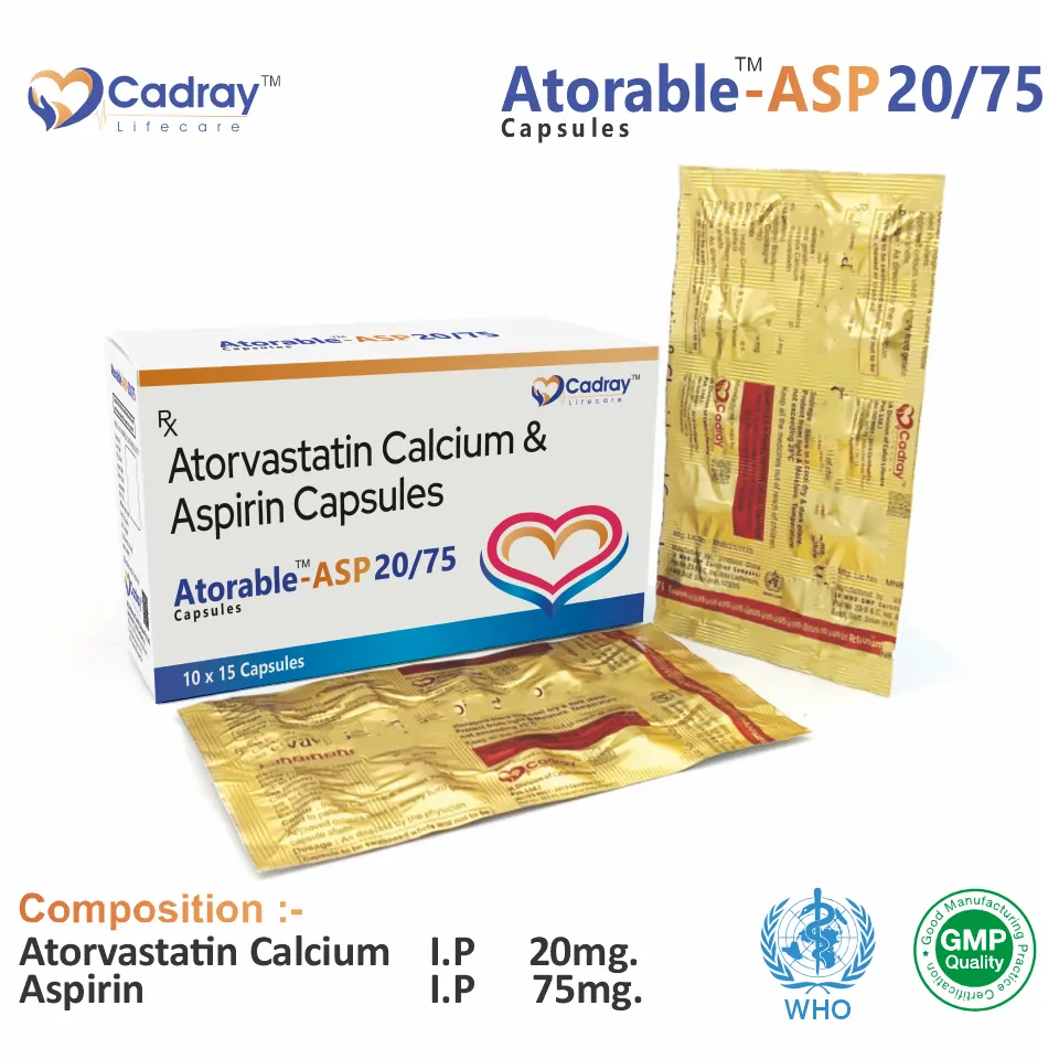 Atorvastatin Aspirin 20mg 75mg capsule at best price